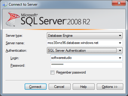 SQL Azure managment studio