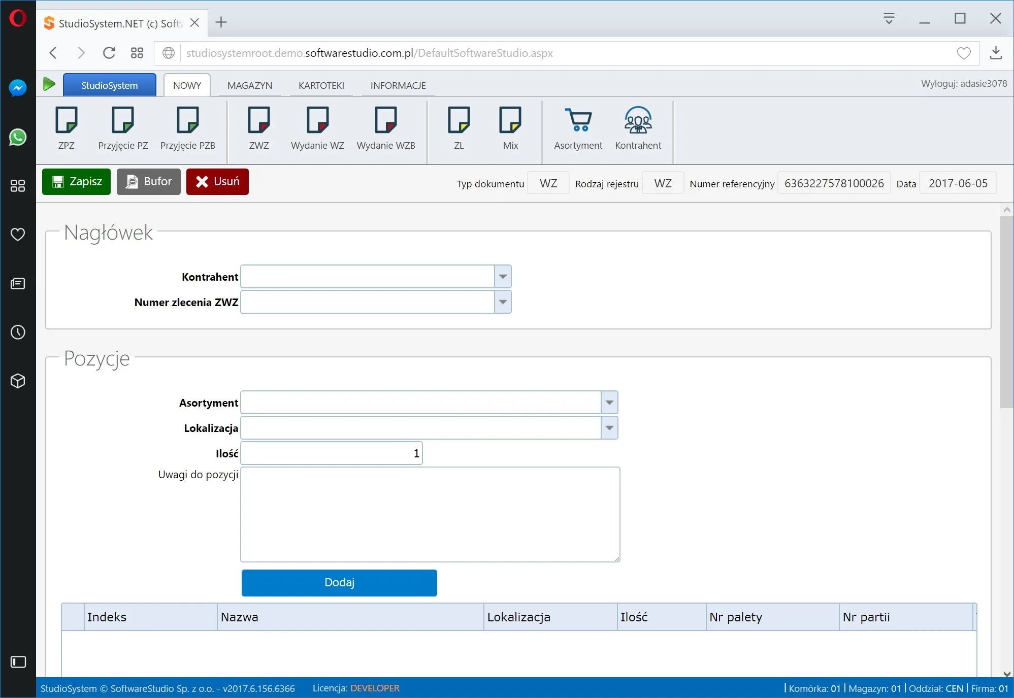 program magazynowy wms dokument wz